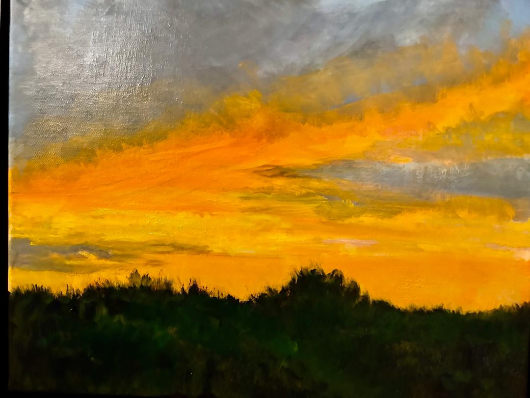 Oil painting titled Sundown Magic