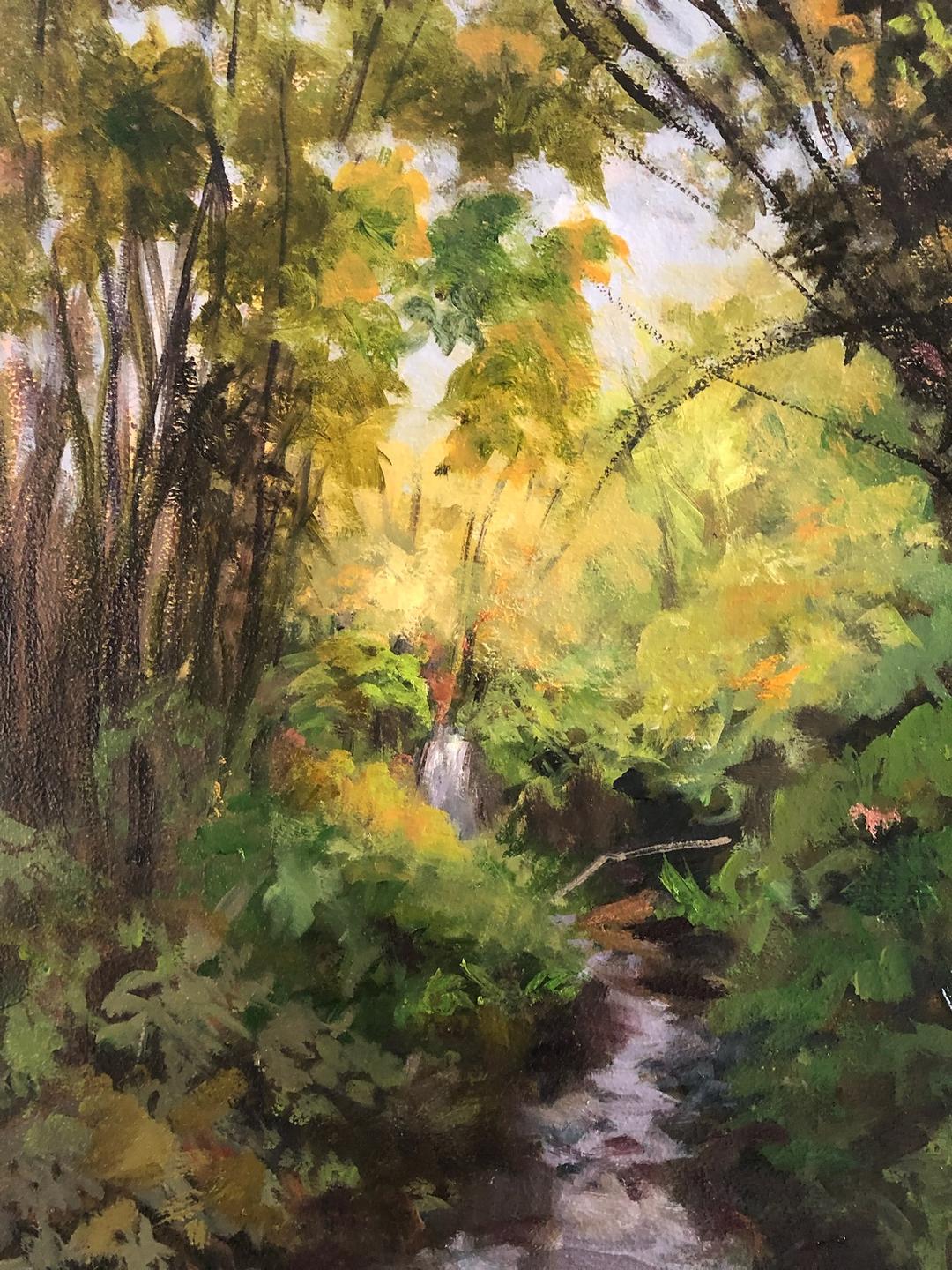 Oil painting titled Through the Canopy